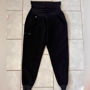 FIGS Zamora Maternity Jogger Scrub Pants Womens XSP Black Pockets